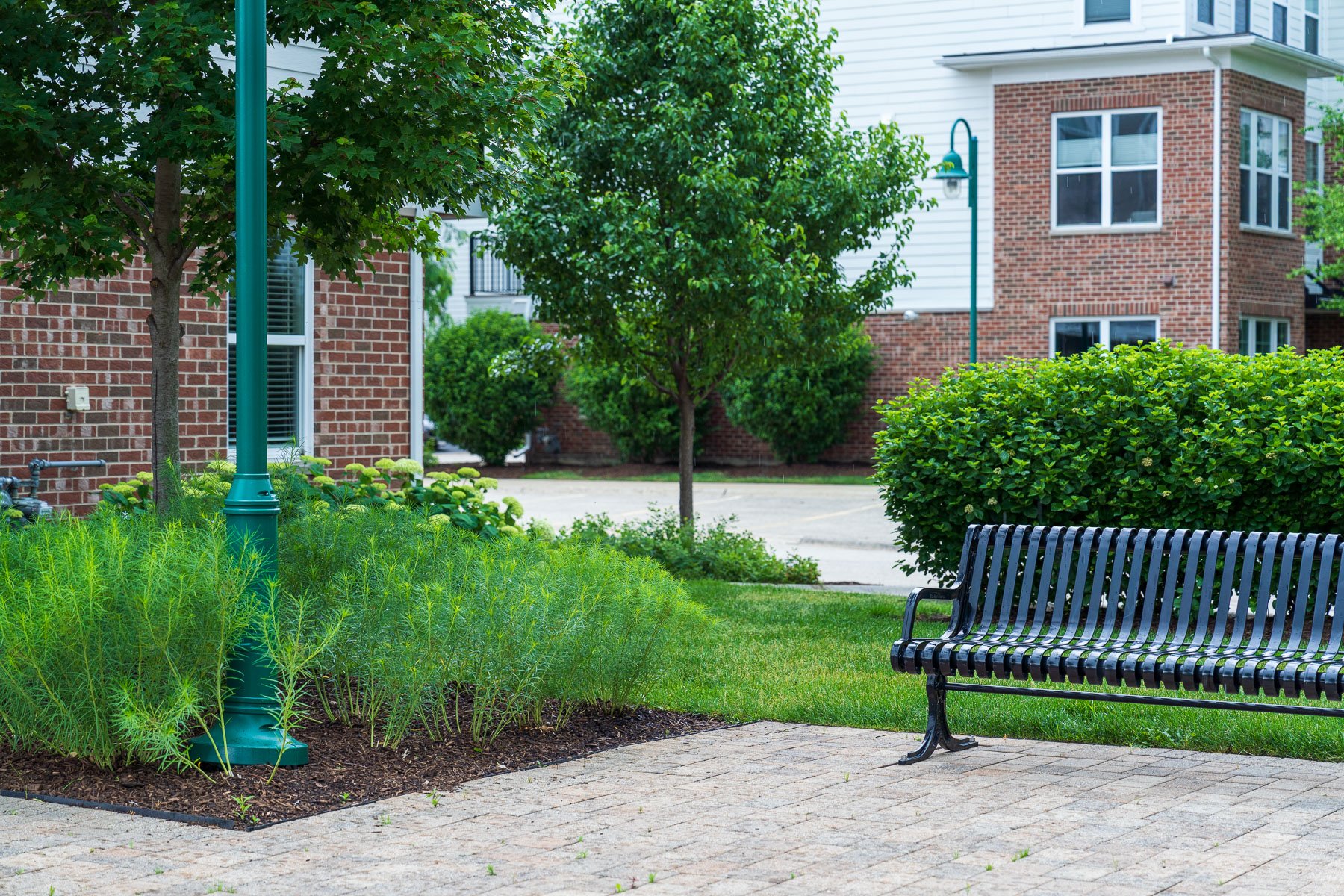 landscape beds along walk way