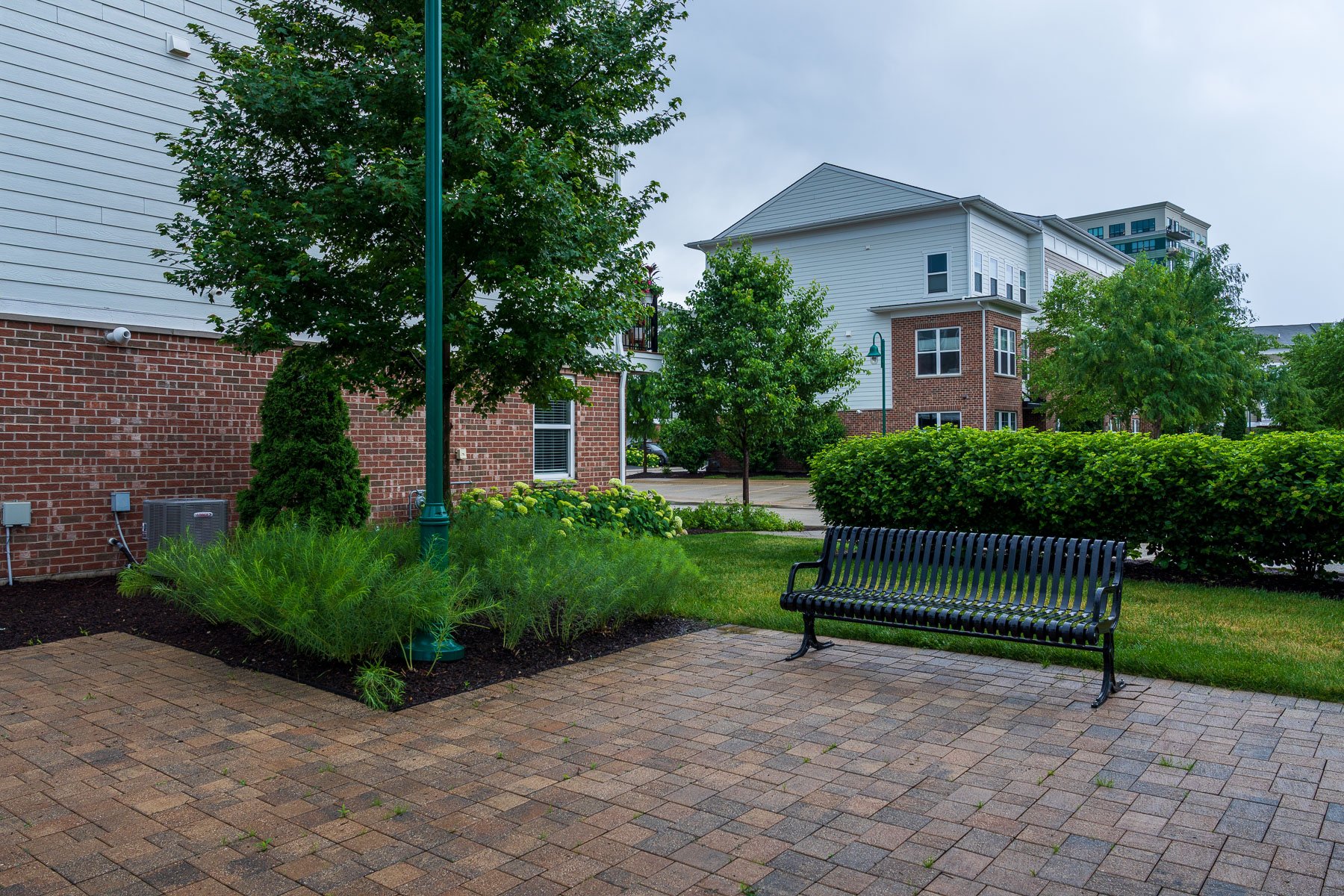 landscape beds along walkway