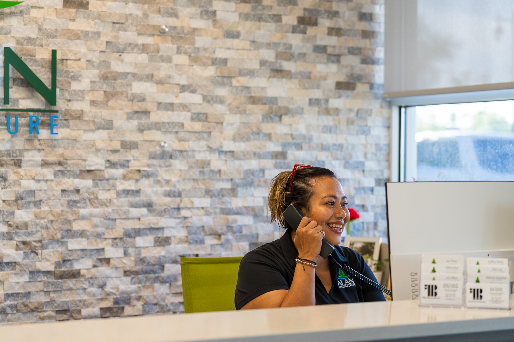office staff on phone