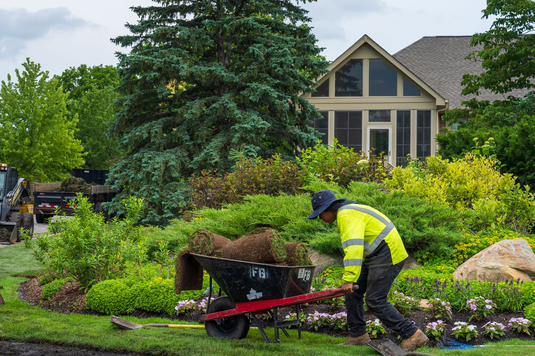 crew wheel barrel new sod